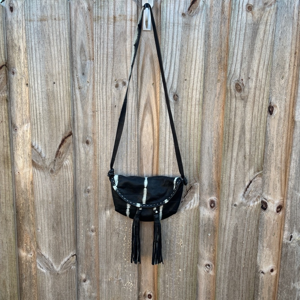 Sammy handmade in Ethiopia soft leather bag,  small, fringes